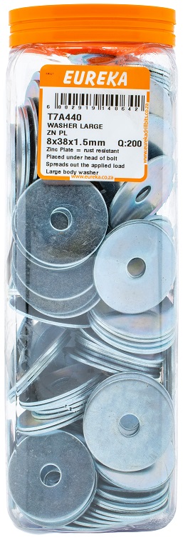 Washer Eureka Zinc Plated 8mmx38mmx1.5mm T7A440