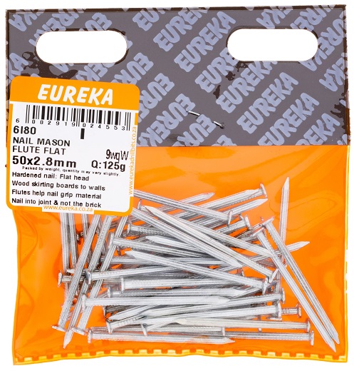 Nail Eureka Masonary Fluted Flat Head 6I80 50mm QTY1025