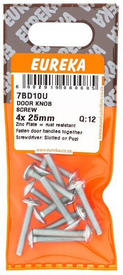 Screw Eureka Door Knob 7BD10U 4mmx25mm QTY100
