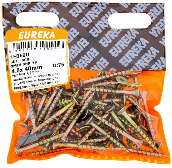 Cut Screw Eureka Smooth Shank 4.5x40mm 1FB50U