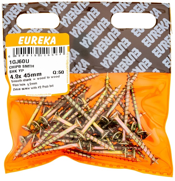 Screw Chipboard Eureka Smooth Shank YP 4x45mm 1GJ60U