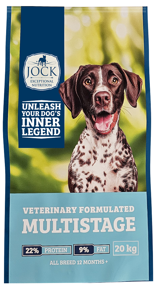 Suitable for adult and active dogs, Jock Multistage is formulated to get active dogs' tails wagging. Using only the Best, carefully selected ingredients, it provides a complete balanced nutritional diet, specifically geared towards the daily health of dogs with a zest for life. Active dogs are happy dogs, and because they burn so much energy, they have special dietary requirements. Active adult dogs also have special dietary requirements due to their advanced nutritional needs. Packed with the ideal amount of fat and protein, Jock Multistage caters for the advanced needs of adult dogs with an active lifestyle - helping them maintain strong muscles and optimal digestion. It's also enriched with essential omega 3 and 6 fatty acids to ensure healthy skin and shiny coat. Antioxidants: boosts the immune system. Added Vitamin C, E and organic selenium are natural antioxidants which help protect your pet's immune system against harmful free radicals. Amino Acids: aids muscle development.