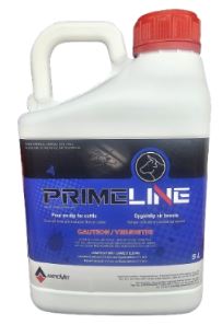 Primeline is a ready-to-use pour on antiparasitic for cattle. 1ml per 10kg bodyweight. Pour-on both sides of the spinal cord.