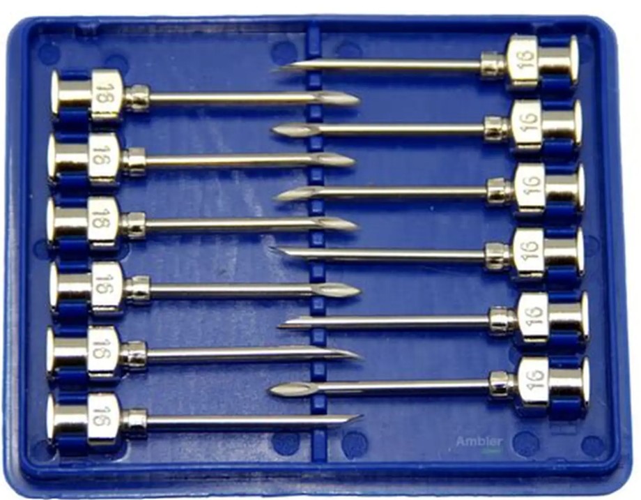 Needle Stainless Steel Luer 21G 1 Inch 12s Antrovet. Injection tecnhiques include; Subcutaneous, Intrasvenous and Intrasmuscular injections