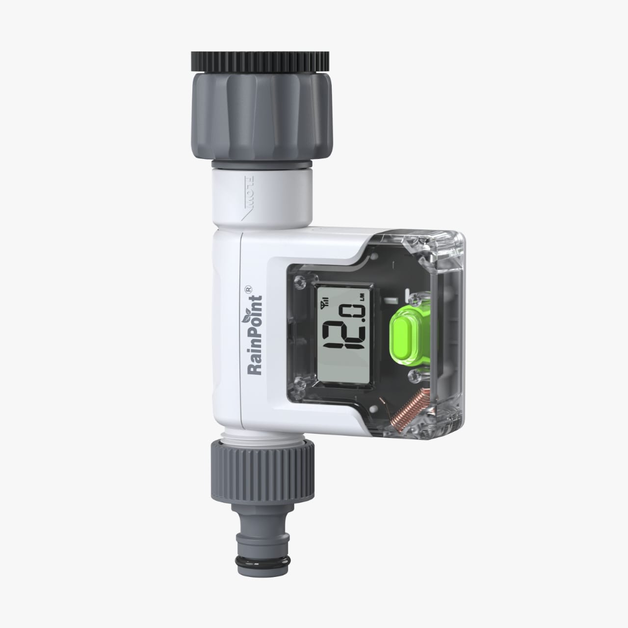 Gain total control of your water use with the RainPoint Smart Water Flow Meter. Designed for precision, it monitors real-time flow rate and total consumption, helping you cut waste and save money. Compatible with RainPoint hubs and the RainPoint App, it tracks hourly, daily, and monthly data - giving you full insight into your water habits. Adjustable in litres, it even sends usage warnings and correction alerts. Durable, IPX6 waterproof, and battery powered, its perfect for taps, hoses, or irrigation systems - making every drop count.