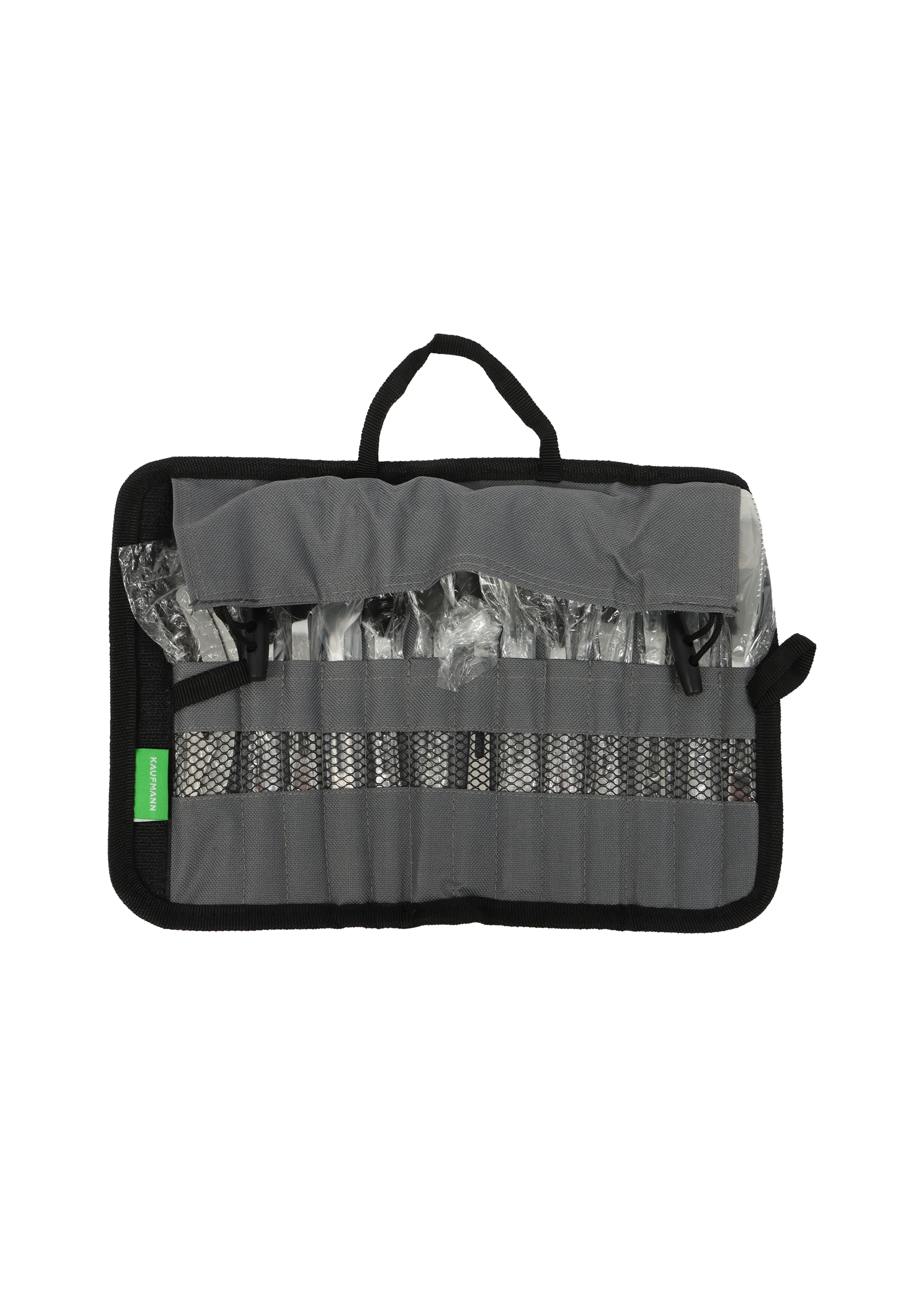 The Kaufmann Outdoor Camping Cutlery Set (13 Piece) offers a convenient and stylish way to keep all your utensils organized and accessible during outdoor adventures. Whether you're planning a family picnic, a camping trip, or a beach day, this cutlery set is designed to make outdoor dining easier and more enjoyable. FEATURES AND BENEFITS: Multipurpose Design: Holds all cutlery in one place, offering easy access and portability. Convertible Stand: Functions as a display stand when in use, saving space and providing easy access to utensils. Durable and Rugged: Made with tough polyester and stainless steel, ensuring long-lasting use.Fashionable and Stylish: Multicolored design that adds a vibrant touch to your outdoor setup. Portable: Compact and travel-friendly, easily fitting into luggage or carried by hand. PRODUCT SPECIFICATIONS: Material: Polyester case + Stainless steel cutlery (SS410) + plastic handles.