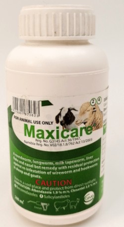 A round worm, lung worm, milk tape worm, liver fluke and nasal bot remedy with residual protection against re-infestation of wireworm and hookworm in sheep and goats.