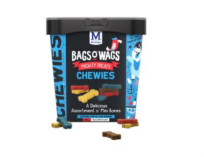 A Delicious Assortment o' Mini Bones. Highly nutritious, wagtastically delicious, Bags O' Wags are the treats dogs love to get and they're full of yummy goodness. The Bags O' Wags range of treats make on excellent reward for good behaviour. a tempting incentive when training or a between meal-snack that hits the spot. Ideal for daily use, Bags O' Wags treats make the perfect complement to every Montego Pet Nutrition dry or wet food diet. Bags O' Wags treats are made to the same high standards as all Montego Pet Nutrition products, using only the finest ingredients, prepared to perfection in our world-class facility. Disclaimer: Treat only, not a complete and balanced diet.