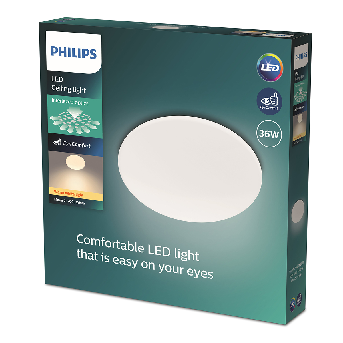 The Philips Moire CL200 RD 36W 2700K W HV 06 is a sleek, low profile round ceiling light designed for indoor environments where subtle, warm lighting is preferred. With a 36W LED module, it offers energy efficiency without compromising on ambience or style