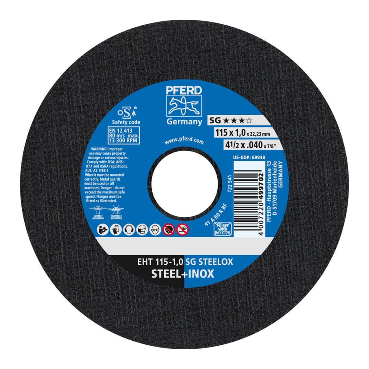 Sg Steelox Is A 1mm Cut-Off Wheel Suited For Steel And Stainless Steel (Inox) With A High Cutting Performance And Excellent Service Life. **Advantages: *Suited For Steel And Stainless Steel. (Product Manufactured Without Addition Of Ferrous Chlorinated Or