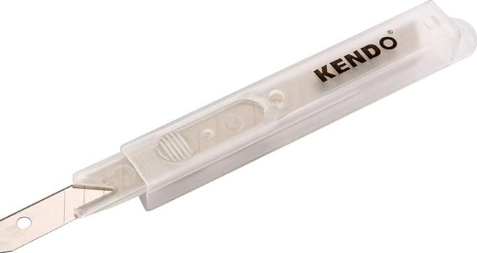 The Kendo Snap-Off Knife Blades 10-Piece Set provides durable replacement blades for 9mm snap-off knives. Made from SK5 high-carbon steel, these blades offer exceptional sharpness and long-lasting performance. The black oxide coating helps protect against rust and corrosion, ensuring reliability and longevity in various cutting tasks.
