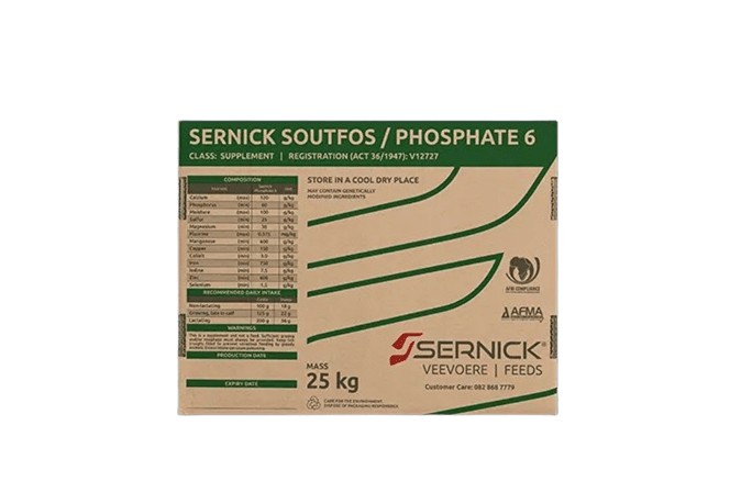 South African soils and pastures generally lack rich phosphate deposits, making phosphate supplementation essential for good growth and reproduction. This pre-mixed, ready-to-feed block is enriched with molasses to provide a pleasant taste without encouragSouth African soils and pastures generally lack rich phosphate deposits, making phosphate supplementation essential for good growth and reproduction. This pre-mixed, ready-to-feed block is enriched with molasses to provide a pleasant taste without encouraging overeating, which can lead to wastage. The product ensures animals receive the phosphate they need to support healthy development and reproductive performance.