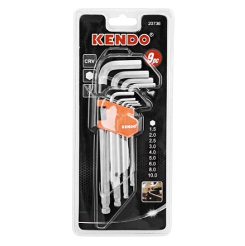 This 9-piece Ball End Hex Key Set is designed for working at angles up to 25° and is made from durable chrome vanadium steel with hardened shafts for maximum strength. Featuring ball end shafts for added versatility, the set is supplied in a convenient folding case.