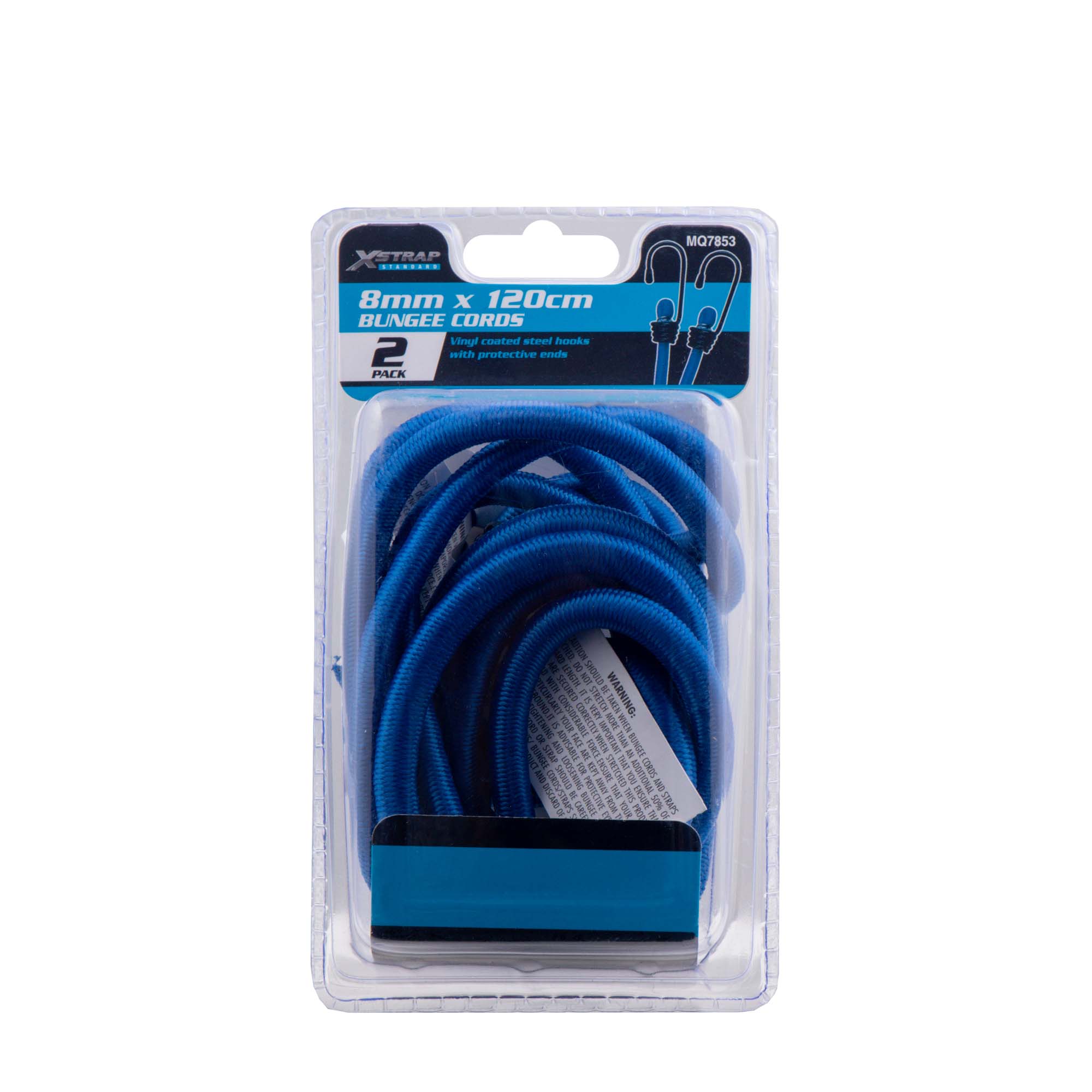 Long, 120cm, 8mm round bungee cords, sold as a pair with a strong vinyl coating for reliability and strength.