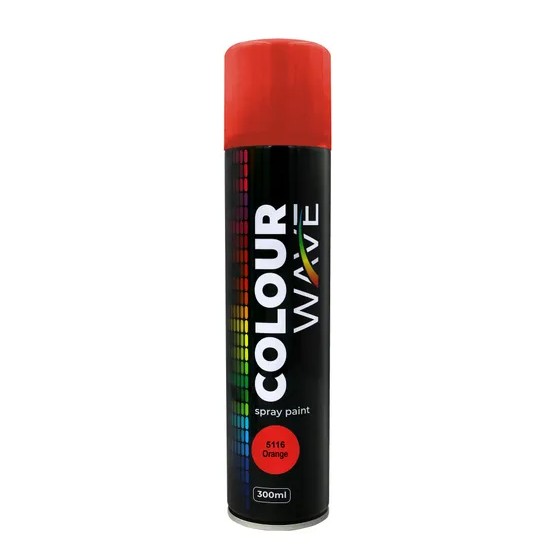 Introducing colorwave Orange Spray Paint (300ml), a vibrant and quick-drying aerosol paint that is perfect for a wide range of indoor and outdoor projects. Its trendy orange hue adds a bold pop of color to any surface, and the convenient 300ml size makes it ideal for DIY applications.
