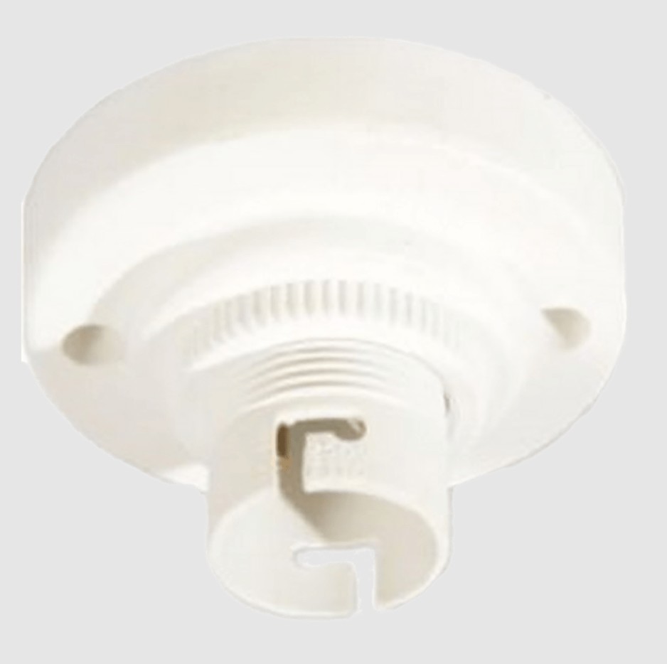 This batten holder features a standard bayonet fitting with knurled plastic collars for secure handling and easy installation. It includes two mounting holes in the base for stable fixing and is SABS approved, ensuring safety, quality, and reliable performance.