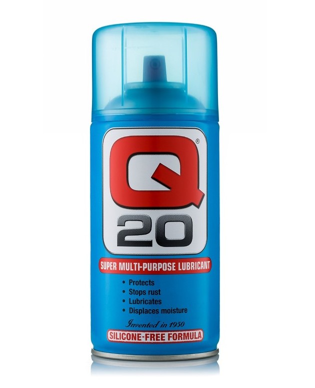 Q20 Super Multi-Purpose Lubricant Spray 150 g is a compact aerosol formulated for light-duty maintenance across a wide range of applications. It effectively displaces moisture from electrical systems, protects metal components against corrosion, lubricates moving parts, and cleans light grease or grime. The straw-colored liquid has a mild oily solvent odor and sprays smoothly using a 360° valve, allowing application in any orientation, including upside down.