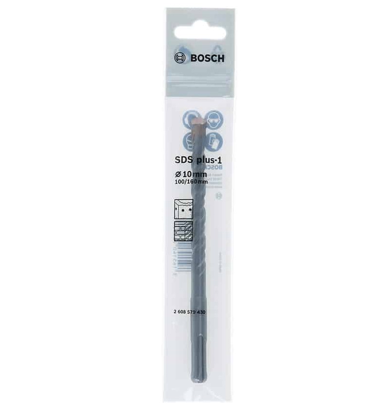 The Bosch Concrete Drill Bit SDS Plus-1 4-flute 10×100×160 mm is designed for efficient drilling in concrete and masonry. It features a 10 mm diameter, a 100 mm working length, and a total length of 160 mm, making it suitable for deeper drilling tasks. The 4-flute design ensures effective dust removal and smooth drilling performance, while its robust construction delivers reliable durability. Compatible with all rotary hammers that use an SDS Plus holder, this drill bit is ideal for professional and DIY concrete drilling applications.