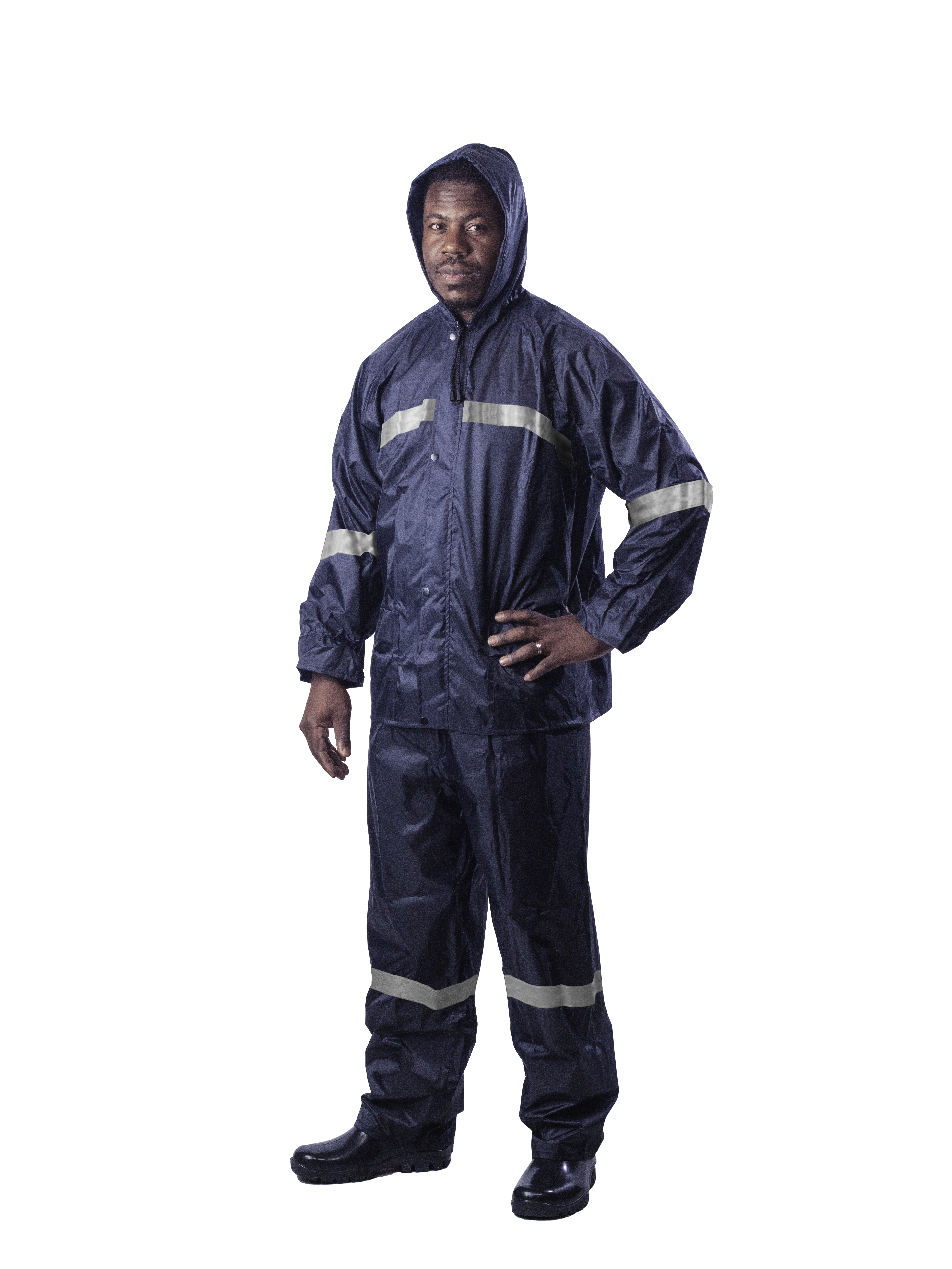 Rain Suite with Reflective Tape Navy L Vulcan