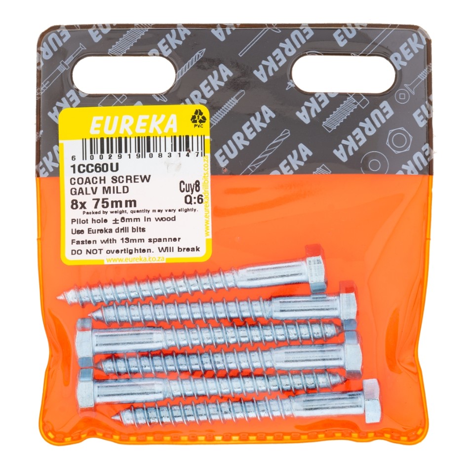 Coach screws, also known as lag screws, are heavy-duty fasteners designed for securing large, heavy objects to wood or masonry.They feature a hexagonal head for easy turning with a wrench or socket, and a thick, coarse threaded shank for strong holding power.Made from high-quality steel and galvanized for corrosion resistance, coach screws are ideal for outdoor applications such as fastening timber beams, posts, and heavy-duty hardware.
