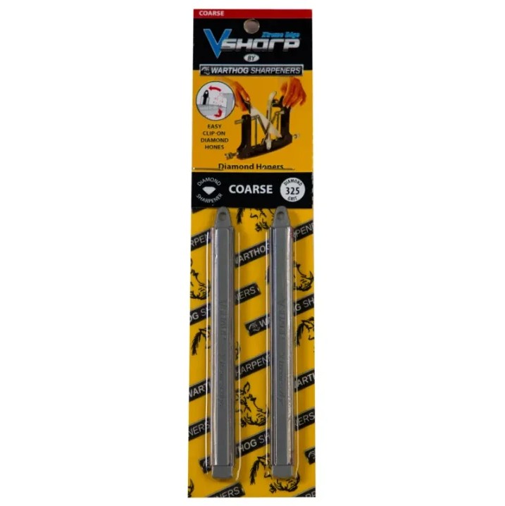 The V-Sharp Extreme Edge Combination Diamond Sharpening Stones feature Combination Rods designed for achieving finer edges on kitchen knives and other cutting tools. These rods offer dual functionality with two different grits on each rod, eliminating the need for a separate steel side for polishing. Customers can choose between two combinations: Medium-Fine and Medium-Coarse, providing flexibility in sharpening techniques to suit individual preferences and sharpening requirements effectively.