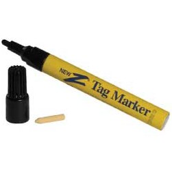 This marker is designed exclusively for use with Z1 no snag tags (one-piece tags) and Z2 no tear tags (two-piece tags). For best results, two even coats of ink should be applied to the surface of the tag to ensure proper ink penetration and longer-lasting readability. Each marker is fitted with two tips, one fine and one broad, to suit different marking needs.