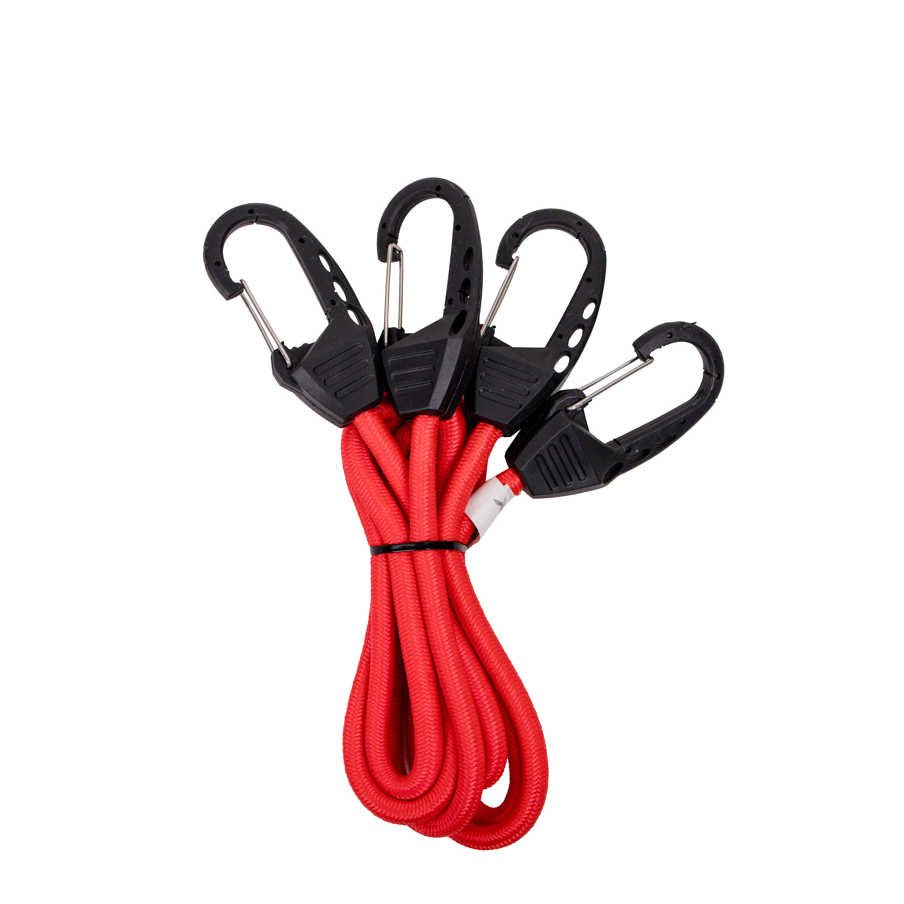 This durable red bungee cord measures 100cm, providing a good length for securing larger or heavier items.