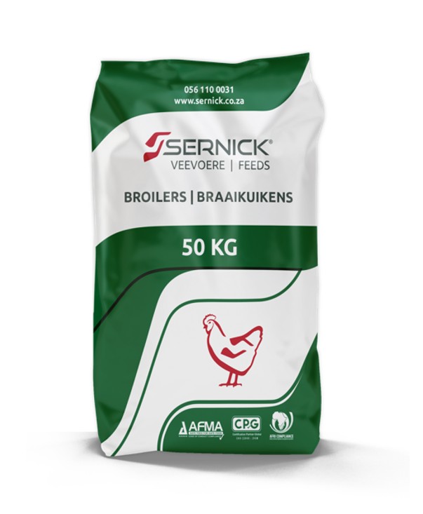 Due to genetic breeding programs aimed at increasing production, chickens and hens are now more susceptible to illness, requiring farmers to pay close attention to factors such as housing, lighting, ventilation, air quality, feeding space, living space, inDue to genetic breeding programs aimed at increasing production, chickens and hens are now more susceptible to illness, requiring farmers to pay close attention to factors such as housing, lighting, ventilation, air quality, feeding space, living space, inoculation, water supply, and feeding programs. Any form of stress can raise the risk of disease and lead to production losses, so it is recommended to consult technical advisors before embarking on this type of farming. Sernick offers a range of scientifically balanced grower diets formulated using the latest technological developments to support excellent broiler health and growth. These feeds contain registered medicaments and must be used strictly according to the directions for use.