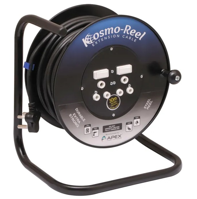 The Electroline REEL018 is a heavy-duty steel cable reel from Kosmo-Reel, designed to provide reliable power distribution for demanding applications. This model is rated at 16 amps, making it suitable for a wide range of electrical tasks. The reel is built with a sturdy steel frame for durability and long-lasting performance.It is a robust solution for professional environments. This item is part of the Lighting & Electrical department and is supplied under the product code REEL018.