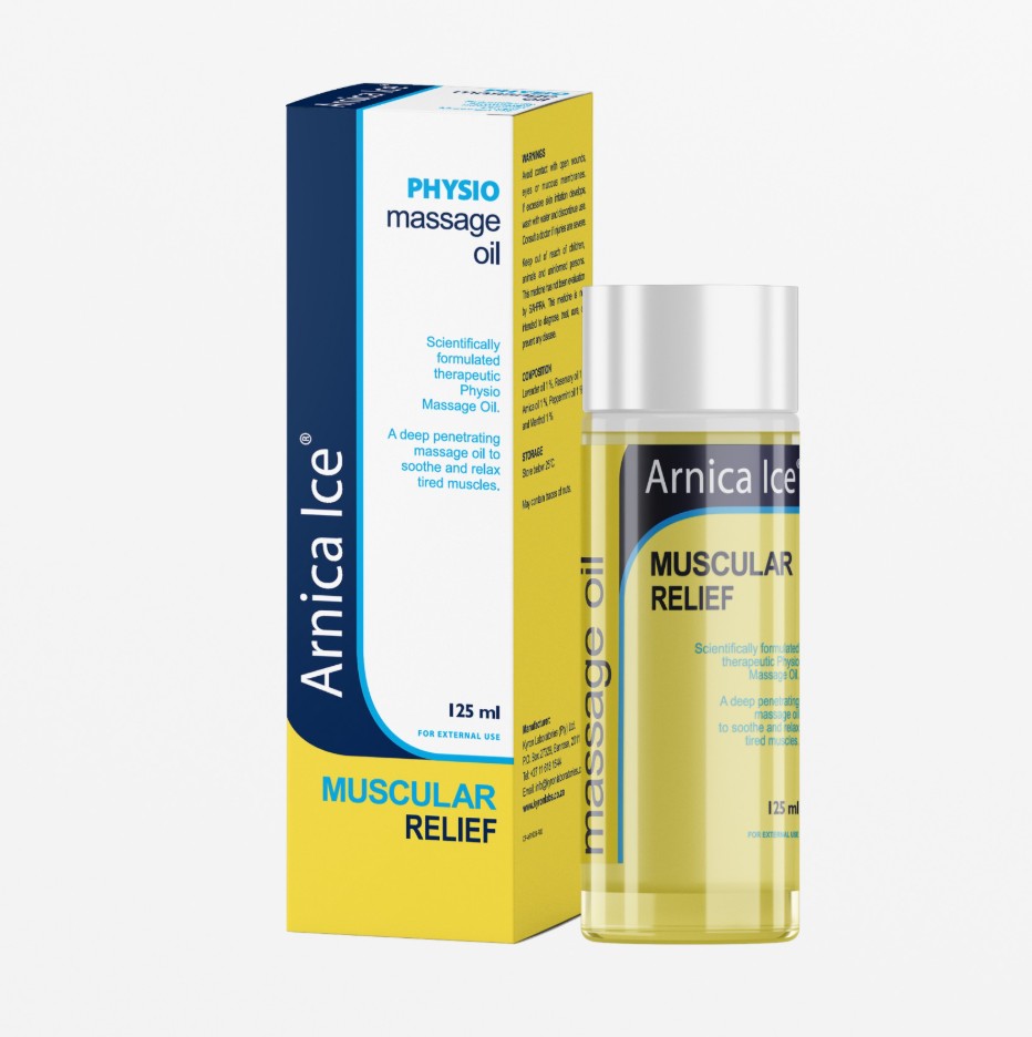 Arnica Ice® Physio Massage Oil is a carefully formulated therapeutic blend designed to deeply penetrate and relax tired, overworked muscles. It helps alleviate soreness, ease tension, and support recovery, making it ideal for targeted relief after exercise or daily stress. The oil combines the soothing and invigorating properties of lavender, rosemary, arnica, and peppermint oils with menthol for a refreshing and calming effect.