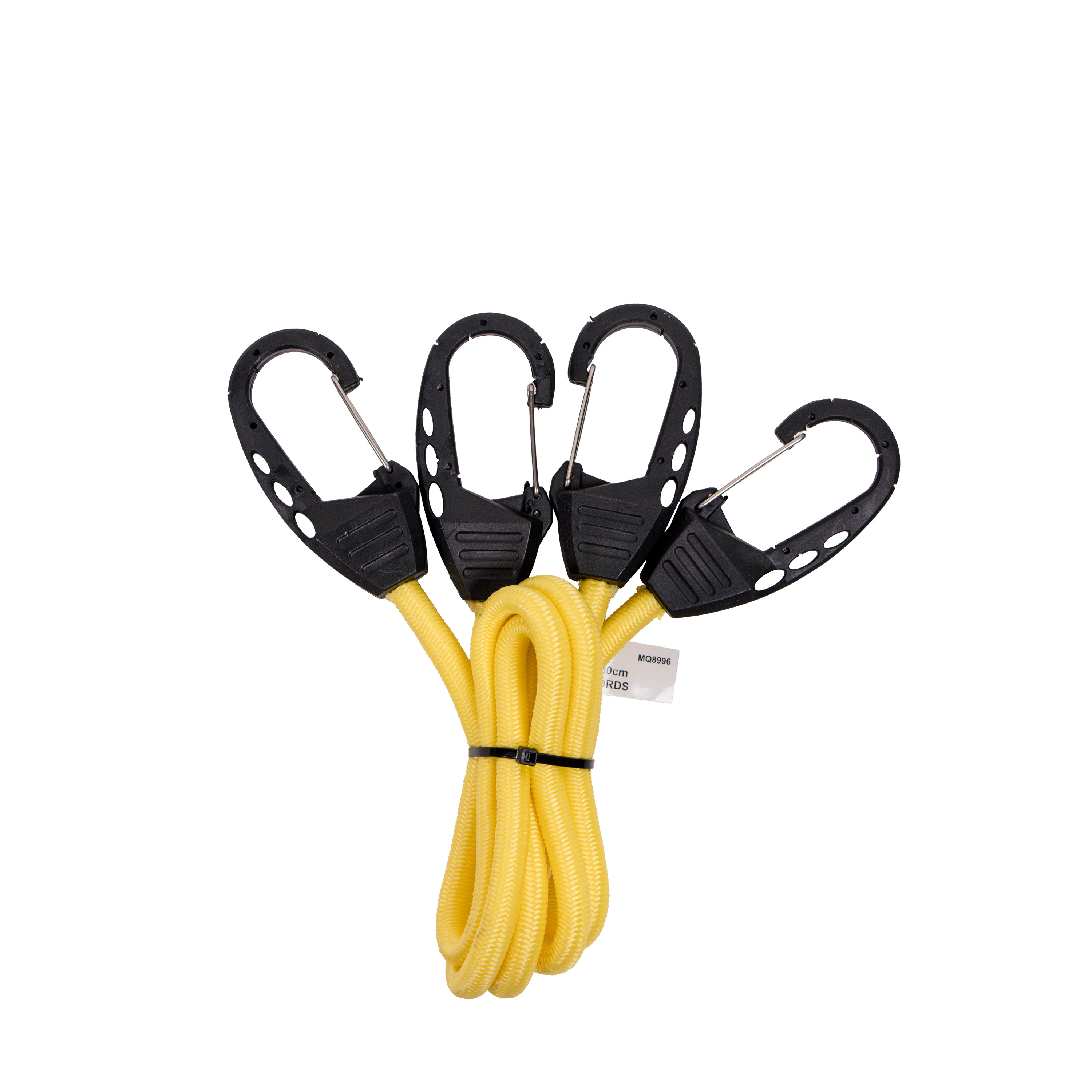 A single, bright yellow bungee cord with an 80cm length, great for medium-sized loads and easy identification.