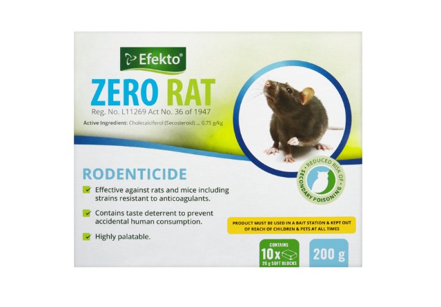 A ready-to-use rodenticide soft block bait for the control of mice (Mus musculus), Norwegian or brown rats (Rattus norvegicus) and Roof rats (Rattus rattus) in and around buildings, including strains resistant to anticoagulants.