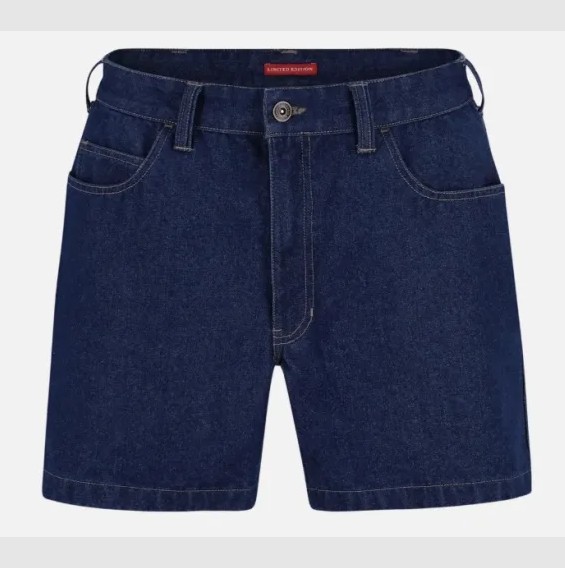 These ultra-short denim shorts are crafted from durable, cotton-rich fabric designed for resilience and long-lasting wear. Featuring a 10?cm inleg, the hem sits at the upper thigh to allow for optimal movement and comfort. The fixed waistband includes seven belt loops, a YKK zipper, and a metal button for a secure fit. Functional details include two curved side pockets with self-fabric pocket bags, a coin pocket, and two back pockets. Built for durability, the shorts feature triple-needle stitching along the side seams, inleg, and back rise, with all stress points reinforced using bar tacks for added strength.