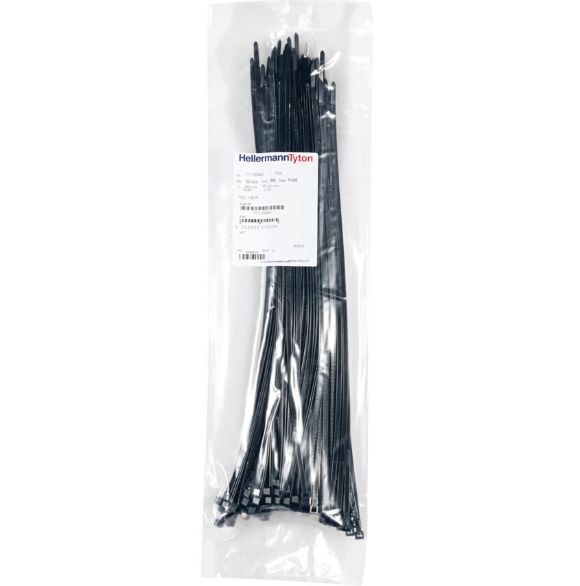The product is designed to operate reliably in temperatures ranging from -40ºC to +85ºC and meets UL94 V2 flammability standards. It features an inside serration that provides a strong grip on bundles, ensuring secure holding. Installation is quick and simple, whether done by hand or with a tensioning tool. Manufactured from 100% high-quality plastic, the product is durable and fully recyclable, supporting environmentally responsible use.