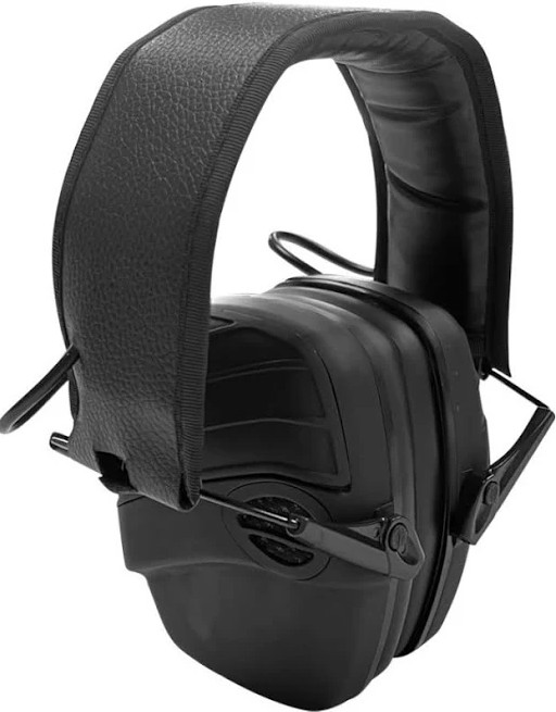 These electronic ear defenders are designed to provide advanced hearing protection while maintaining clear communication and comfort. They actively suppress harmful noises above 85 dB, while built-in omni-directional microphones capture and amplify ambient sounds such as speech, allowing for effective situational awareness. The low-profile ear cups ensure unobstructed use during shooting, and the optimized cushioned design offers maximum comfort for extended wear. An adjustable headband provides a secure fit for various head sizes, while the integrated 3.5 mm audio input jack allows for music listening when desired. Powered by two AAA batteries (not included), these earmuffs deliver up to 200 hours of reliable performance.