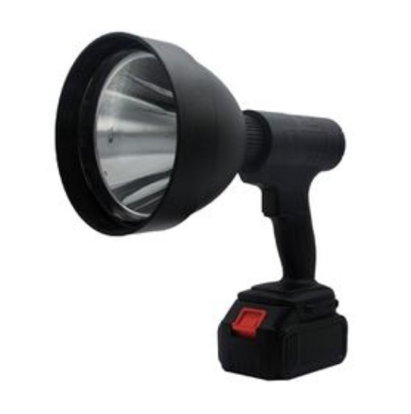 This high-power LED spotlight delivers an impressive 6500 lumens of brightness, providing strong illumination with visibility of up to 1000 meters, making it ideal for outdoor, security, and search applications. It is powered by 3000 mAh rechargeable lithium batteries, offering a runtime of up to 3 hours on a full charge, and conveniently recharges via a 220V power source. Built for durability, the spotlight features a robust aluminum reflector for enhanced light output and a tough polycarbonate lens with a 150 mm diameter for added protection and clarity. Designed for reliability, it also comes with a 5-year guarantee, ensuring long-term performance and peace of mind.