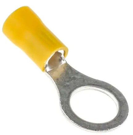 Yellow Rubber Pvc Terminals Insulated Ring Connector.