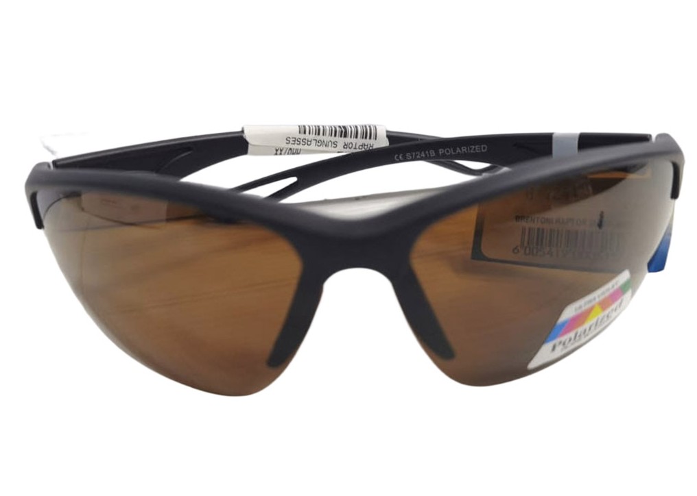 These Raptor sunglasses feature a matte black frame paired with brown polarized lenses, offering both style and enhanced visual clarity. The polarized lenses reduce glare and improve contrast, making them ideal for outdoor activities, driving, or everyday wear. Designed with a sporty wraparound shape, they provide a secure and comfortable fit while combining durability with a sleek, modern look.