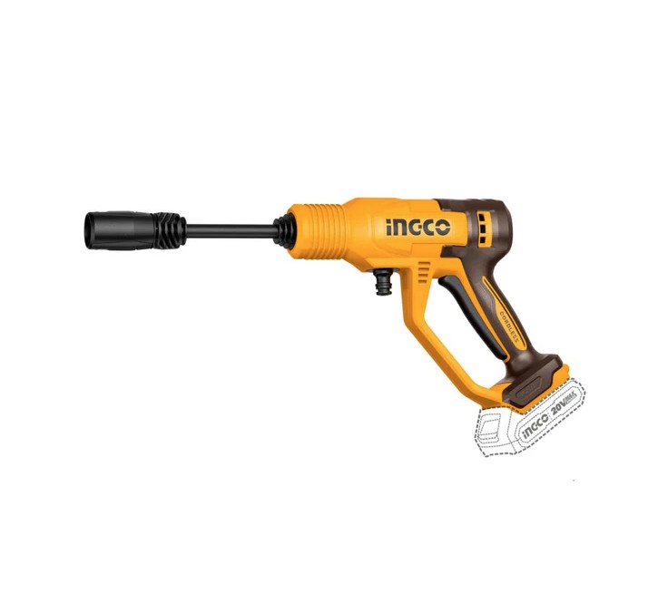 The Ingco 20V PS+ Cordless Pressure Washer delivers powerful cleaning performance with a flow rate of 2.5?L/min, providing portability and convenience for outdoor and workshop tasks. Powered by a 20V lithium-ion battery (sold separately), this compact pressure washer is ideal for washing vehicles, patios, garden furniture, and light industrial equipment. The kit includes the washer unit along with essential accessories, such as hoses, nozzles, and connectors, all designed for easy setup, storage, and efficient operation. Its cordless design ensures freedom of movement while maintaining reliable pressure for thorough and effective cleaning.