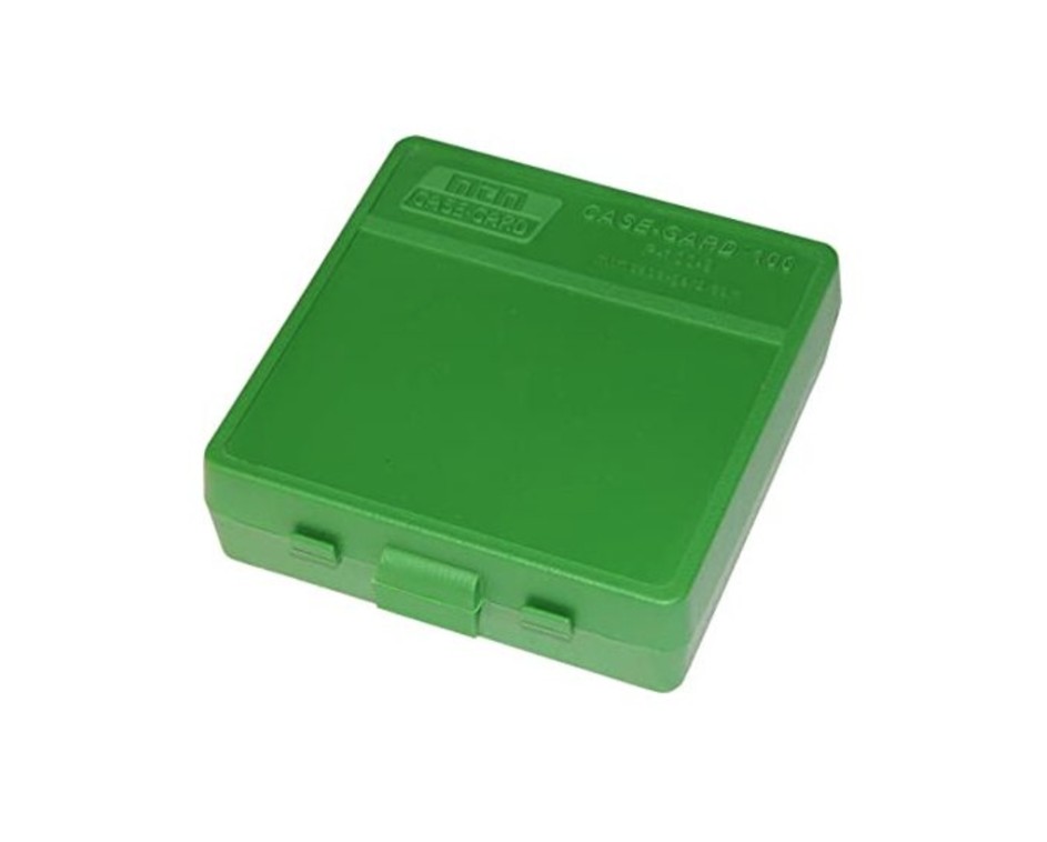 MTM Flip-Top Ammo Boxes offer a practical solution for protecting ammunition from moisture and dust. They are designed with a textured surface for improved handling and a stackable structure for efficient storage. Each box also comes with a label that is ideal for recording custom load data, helping with easy identification and organization.