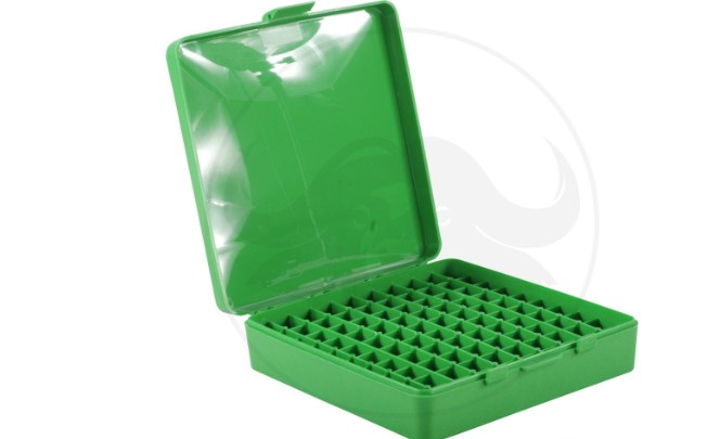 MTM Flip-Top Ammo Boxes provide a reliable way to protect ammunition from moisture and dust. They feature a textured surface for better grip and a stackable design for efficient storage. Each box also includes a label, making it easy to record and organize custom load data.