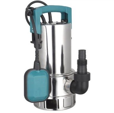 The LEO XKS submersible pump is designed for garden use and is suitable for pumping clean water from sources such as wells, tanks, and cellars. It features a built-in float switch that automatically activates the pump when sufficient water is present and shuts it off to prevent dry running. The pump comes with a power cable connected to a switch box with an ON/OFF button, along with a plug for connection to a 230 V mains power supply.