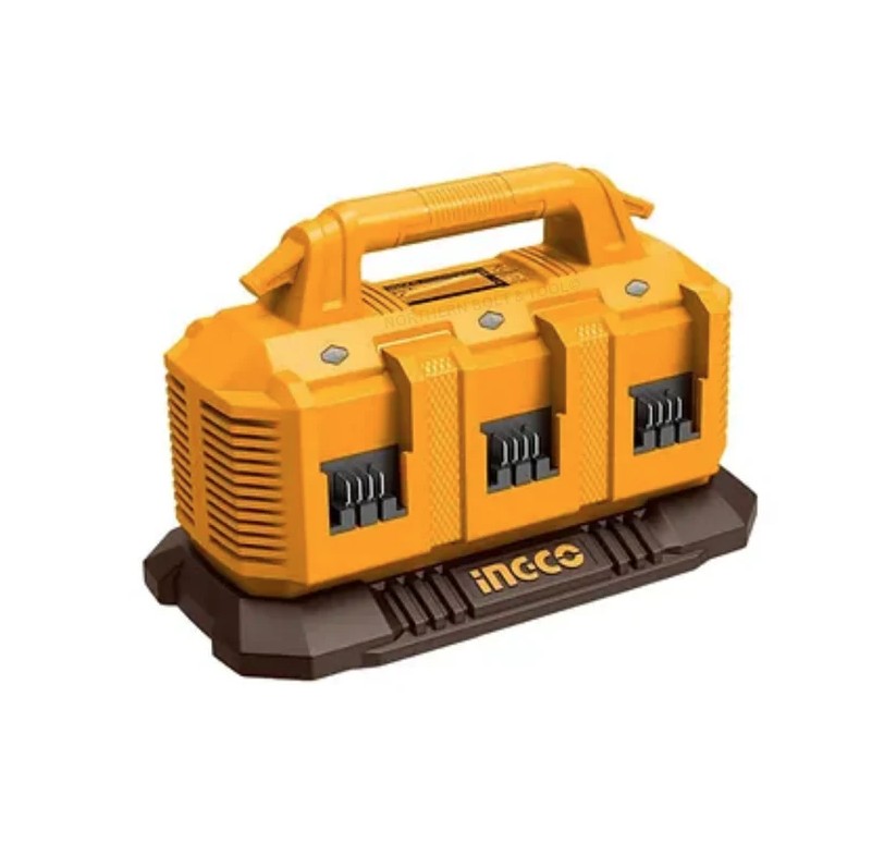 The Ingco FCLI2064 charger is designed to efficiently charge multiple 20V battery packs. Operating on an input voltage of 220240V at 50/60Hz, it delivers a 20V output with a current of 4A. The charger can accommodate up to six 20V battery packs at once, charging them sequentially to ensure optimal performance and safety. It has received positive feedback from customers for its reliability and convenience in managing multiple batteries.