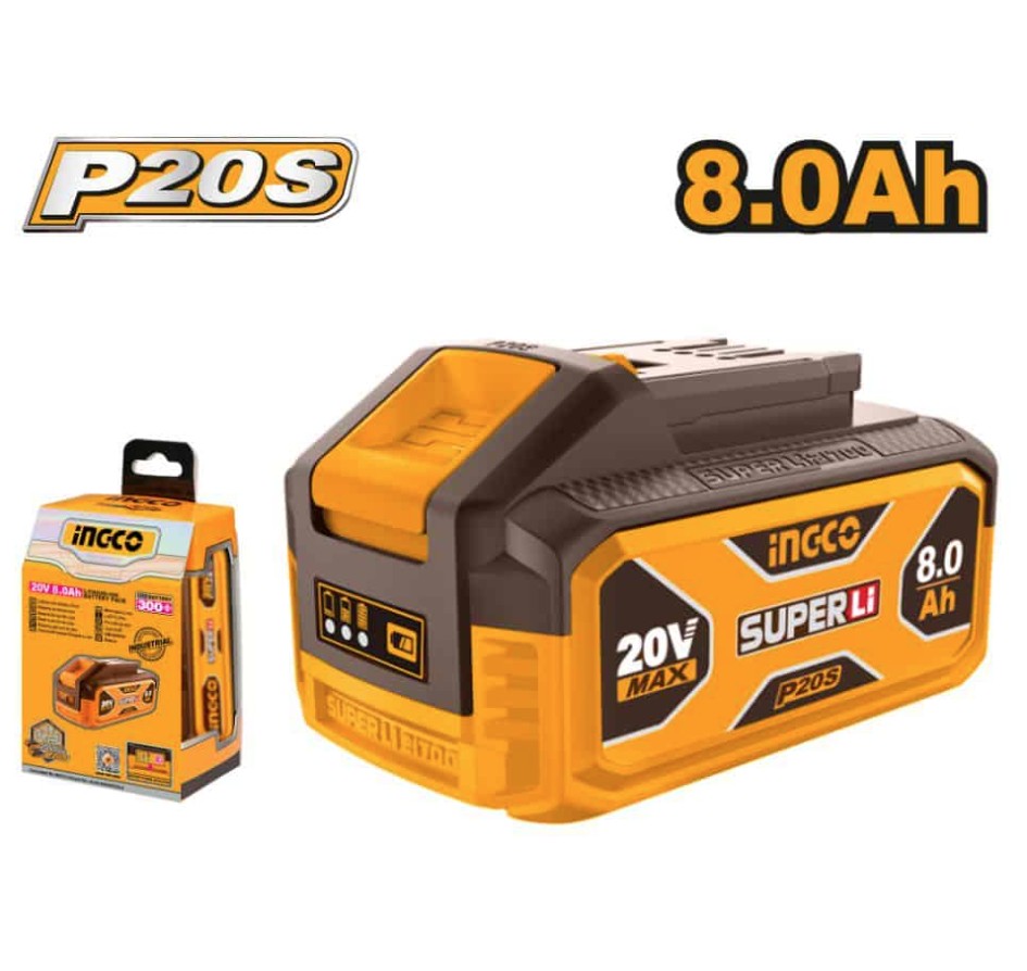 The Ingco 20V PS+ C/L 8.0Ah battery (Skillcraft) delivers extended runtime and reliable performance for a wide range of cordless tools. Its high-capacity 8.0Ah design ensures longer operation between charges, while the 20V output provides consistent power for demanding tasks. Compact and durable, this battery is ideal for both professional and DIY applications, offering convenience, efficiency, and portability in a single unit.