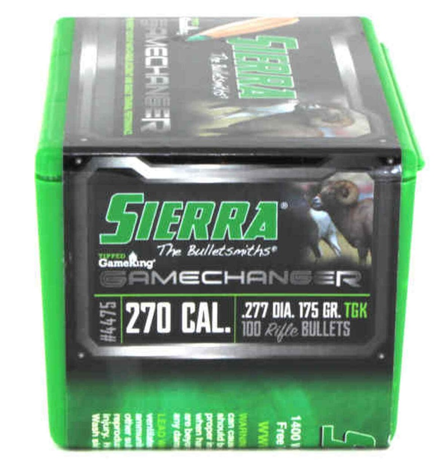 The Sierra .270 caliber 175?grain Tipped GameKing PTBT bullet is designed for hunters seeking accuracy and reliable terminal performance. It features a polymer tip and boat?tail design that enhance aerodynamics, resulting in a higher ballistic coefficient, flatter trajectory, and reduced wind drift. The bullets precision?formed copper jacket and lead core promote controlled expansion and deep penetration on game. Ideal for .270?caliber rifles, the 175?grain Tipped GameKing offers dependable performance for reloaders looking for consistent accuracy and effective results in the field.