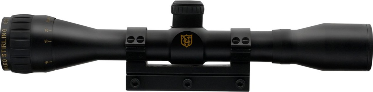 The Nikko Stirling Airking 4x32 AO riflescope is a compact and durable fixed?power optic designed for precision and reliability, particularly suited to air rifles and rimfire use. It features a 4x magnification with a 32 mm objective lens, delivering clear and bright images for short- to mid-range shooting. The adjustable objective (AO) allows for parallax correction, improving accuracy at varying distances, while the 1-inch tube ensures compatibility with a wide range of mounting systems. Supplied with a 3/8" one-piece mount, it offers easy installation and a secure fit on compatible rails. Built with a robust construction and high-quality optics, this scope provides consistent performance for both target shooting and small game applications.