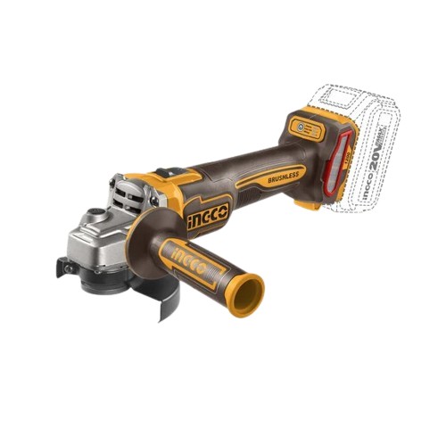The INGCO 20V Cordless Angle Grinder 115?mm combines precision, power, and portability, making it ideal for both professionals and DIY enthusiasts. Powered by a brushless motor, it delivers 1200W of robust performance, enhancing tool lifespan, reducing maintenance, and maximizing energy efficiency. The grinder features three speed settings with no-load speeds of 3,000, 6,000, and 9,000?rpm, and accommodates a 115?mm disc with an M14 spindle thread (disc not included). The battery and charger are sold separately, with compatibility for the INGCO 20V Super Fast Intelligent Charger 4A (FCLI20411) and the 20V 6.0?Ah Lithium-Ion Battery Pack (FBLI2060), providing flexibility and convenience for a wide range of metal cutting, grinding, and polishing tasks.