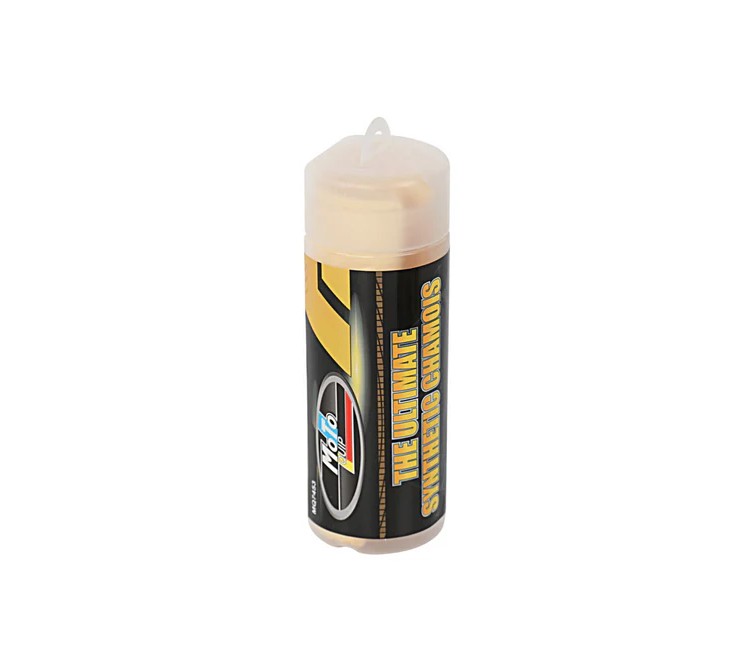 Super-absorbent PVA chamois in a plastic containerperfect for streak-free drying.