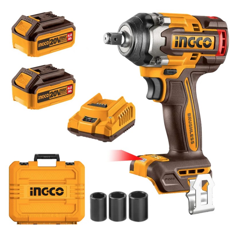 The Ingco cordless brushless 20V PS+ 500Nm impact wrench (Skillcraft) is a powerful and efficient tool designed for heavy-duty fastening and loosening applications. Featuring a high-performance brushless motor, it delivers up to 500Nm of torque while ensuring longer runtime and reduced maintenance. Its cordless design provides maximum mobility and convenience, making it ideal for both professional and DIY use in demanding environments.