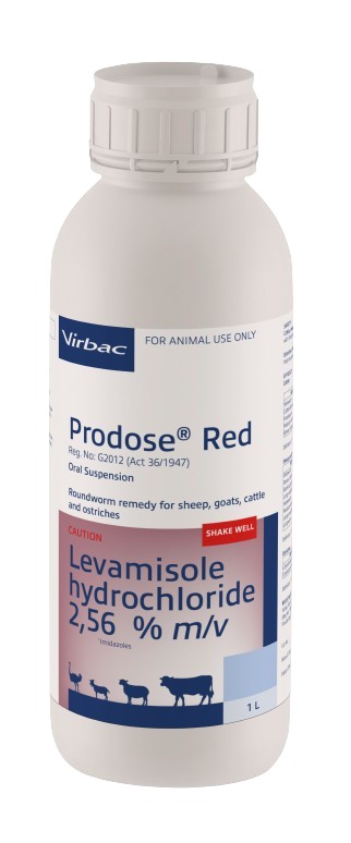 Roundworm remedy for sheep, goats, cattle and ostriches. COMPOSITION: Levamisole hydrochloride 2,56% m/v. COMPOSITION: Levamisole hydrochloride 2,56% m/v. Dosage: 3ml / 10kg body mass ready to use remedy. Roundworm remedy for sheep, goats, cattle and ostriches. Contact remedy: no milk withdrawal.